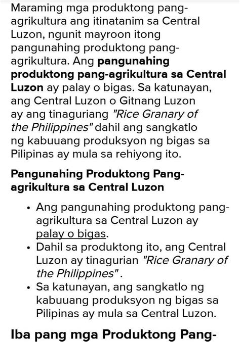 pangunahing produkto pang agrikultura sa central luzon|A Review of the Agriculture Sector in Central Luzon.